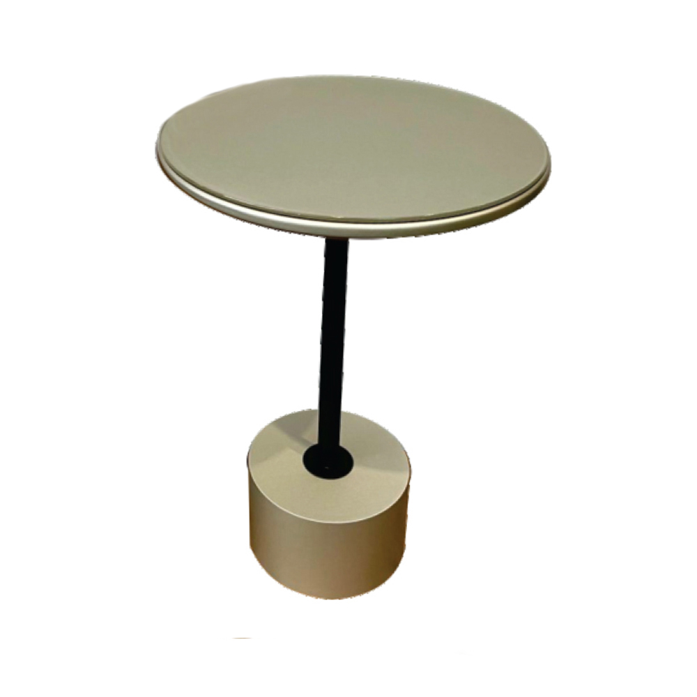 Mesa Lateral Baixa Tampo Vidro 32 Cm Ø Base Mdf Pé em Cilindro