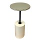 Mesa Lateral Liza Tampo de Vidro 38 Cm Ø Base Mdf Pé Cilindro