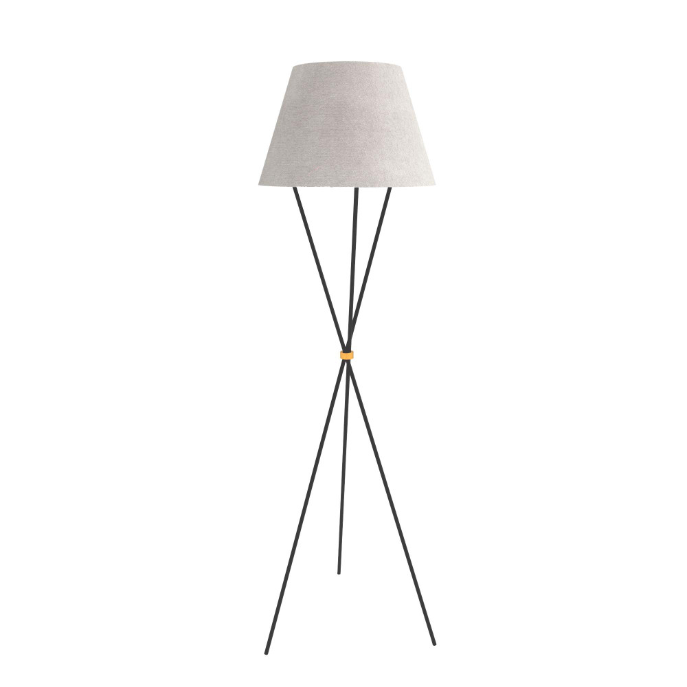 Luminária Base Tripé Metal Preto Cúpula Cone Cru