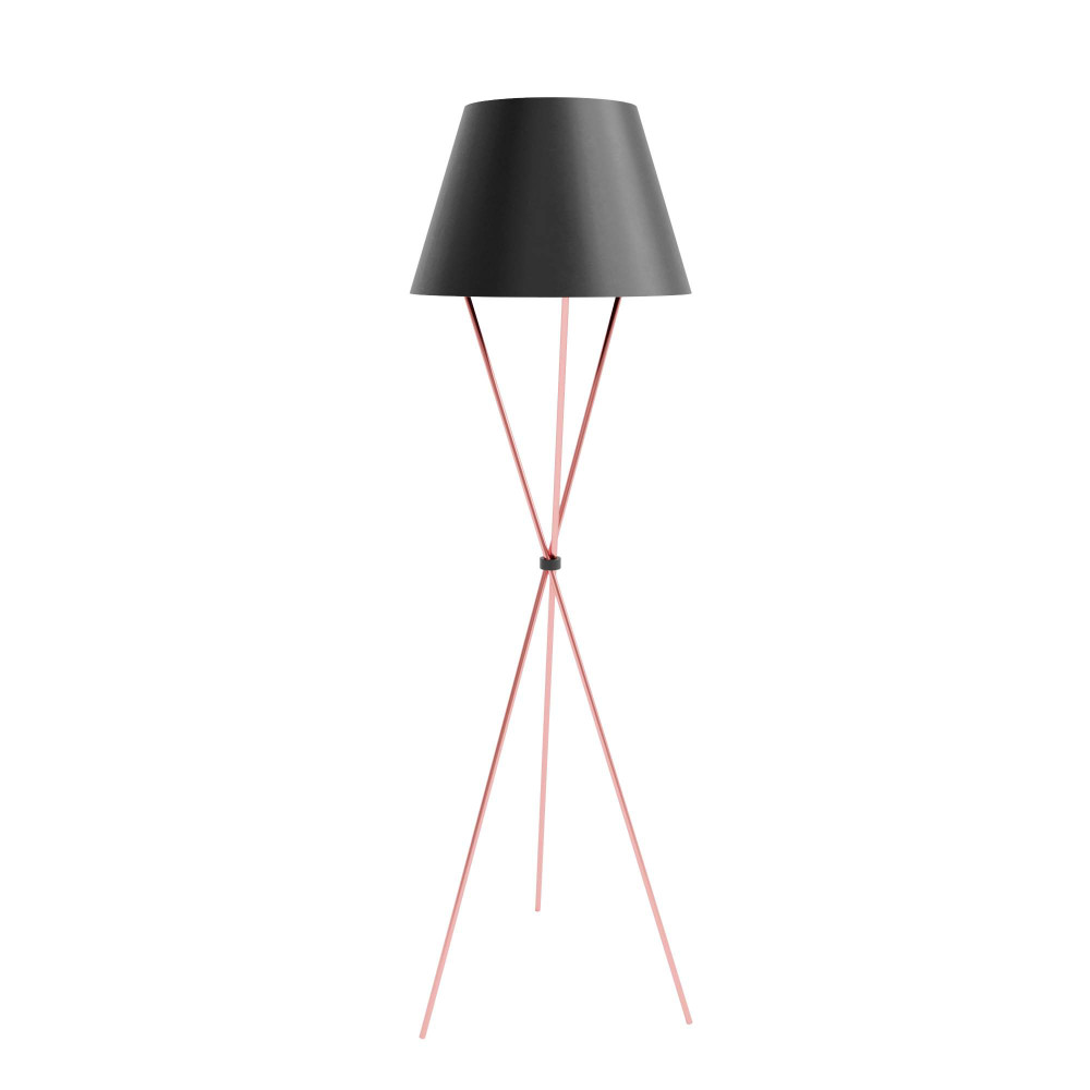 Luminária Base Tripé Metal Cobre Cúpula Cone Preto