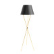 Luminária Base Tripé Metal Dourado Cúpula Cone Preto