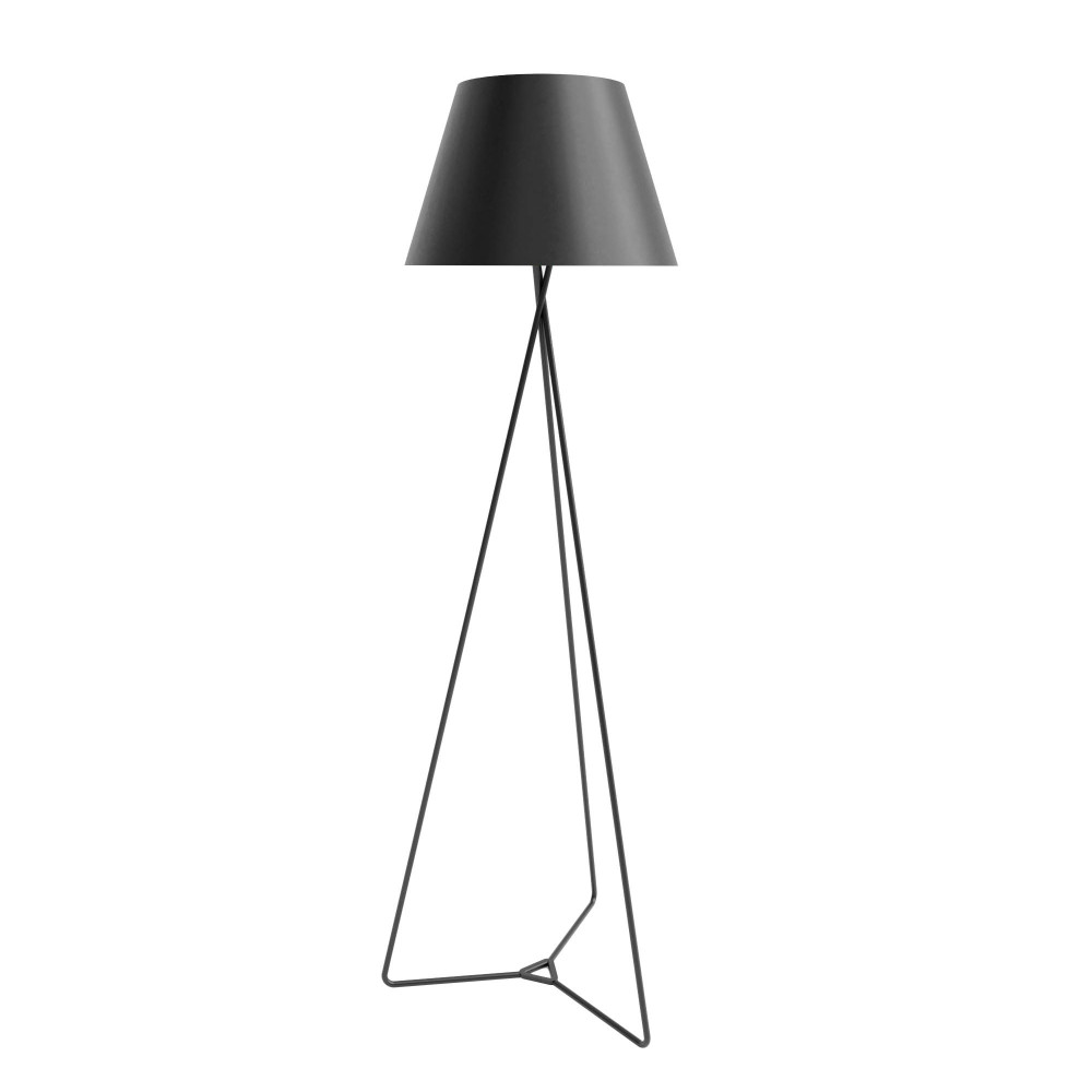 Luminária de Piso Base Metal Preto Cúpula Cone Preto