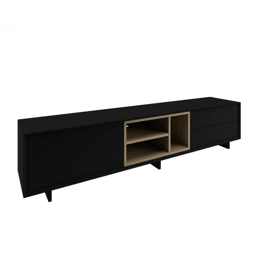 Rack Trento 260 Cm Mdf Cor Preto Macadâmia