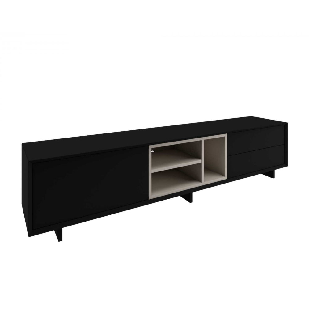 Rack Trento 260 Cm Mdf Cor Preto Mettalic Suede