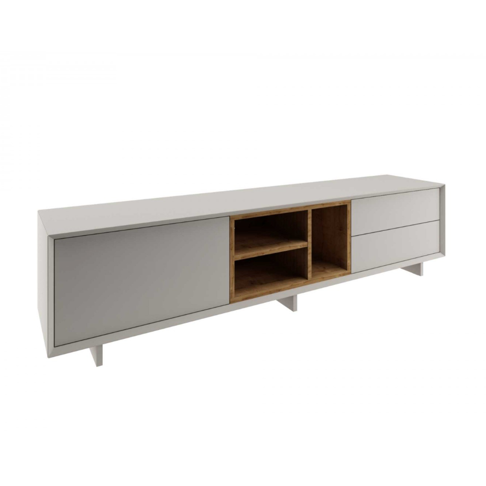 Rack Trento 240 Cm Mdf Cor Off White com Brilho Solanum