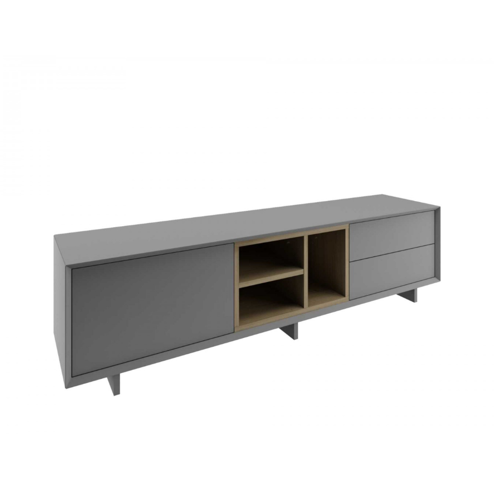 Rack Trento 220 Cm Mdf Cor Cinza Macadâmia Sala Estar