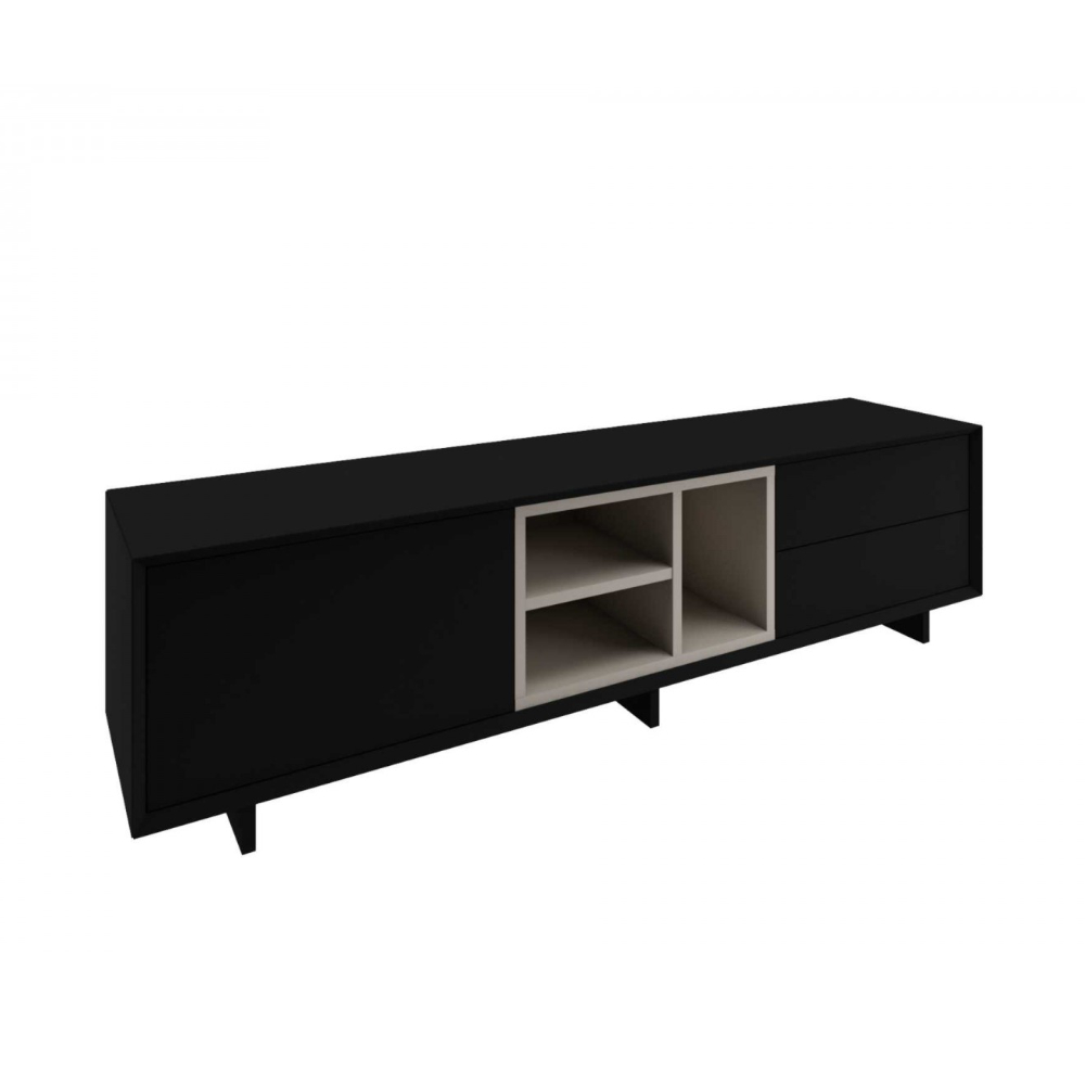 Rack Trento 220 Cm Mdf Cor Preto Mettalic Suede