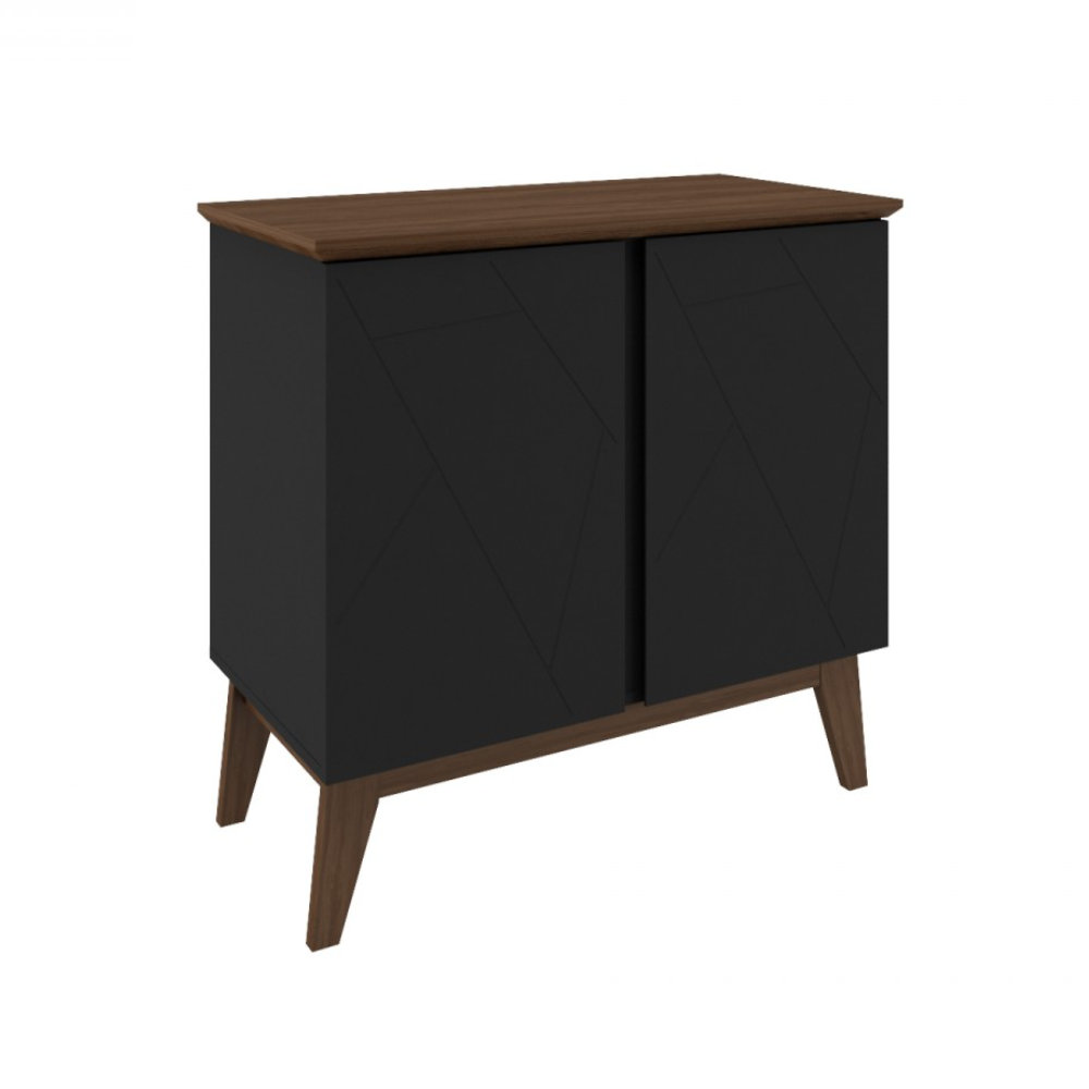 Balcão Buffet Osíris 80 Cm 2 Pts Preto Fosco com Avelã