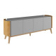 Balcão Buffet Lecce 220 Cm Cor Cinza Fosco Cinamomo Natural