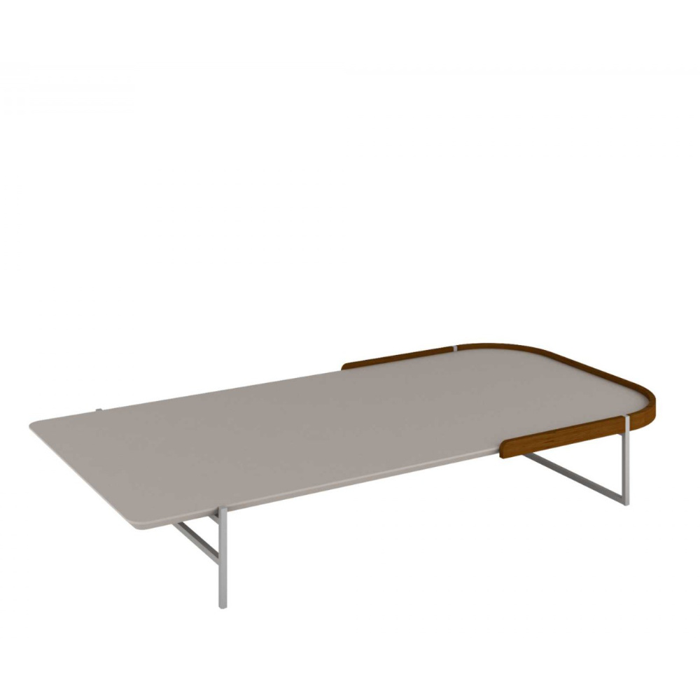 Mesa Centro Asti 160 Cm Cor Amêndoa Off White e Metal Champanhe