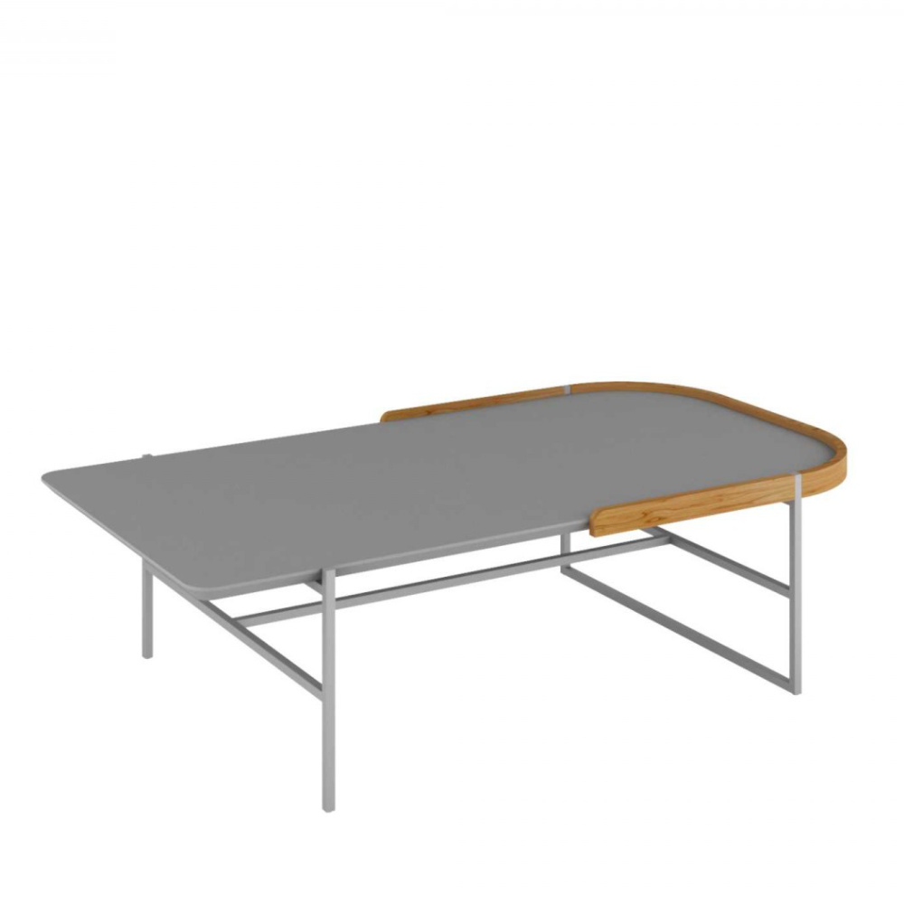 Mesa Centro Asti 130 Cm Cor Natural com Cinza e Metal Champanhe