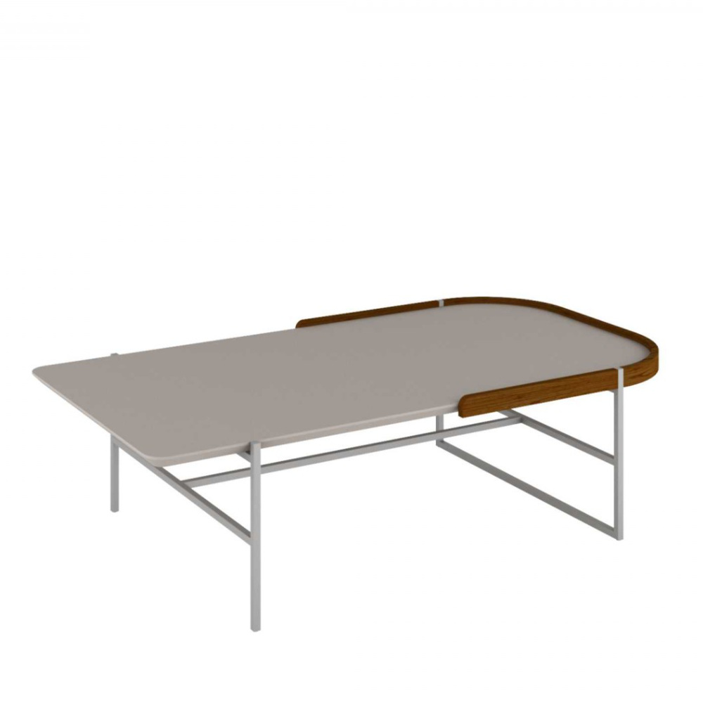 Mesa Centro Asti 130 Cm Cor Amêndoa Off White e Metal Champanhe