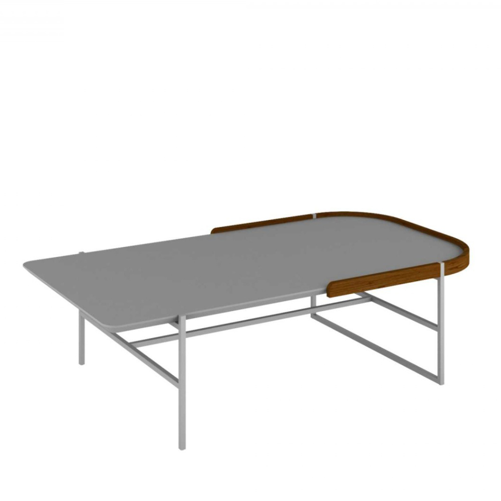 Mesa Centro Asti 130 Cm Cor Amêndoa com Cinza e Metal Champanhe