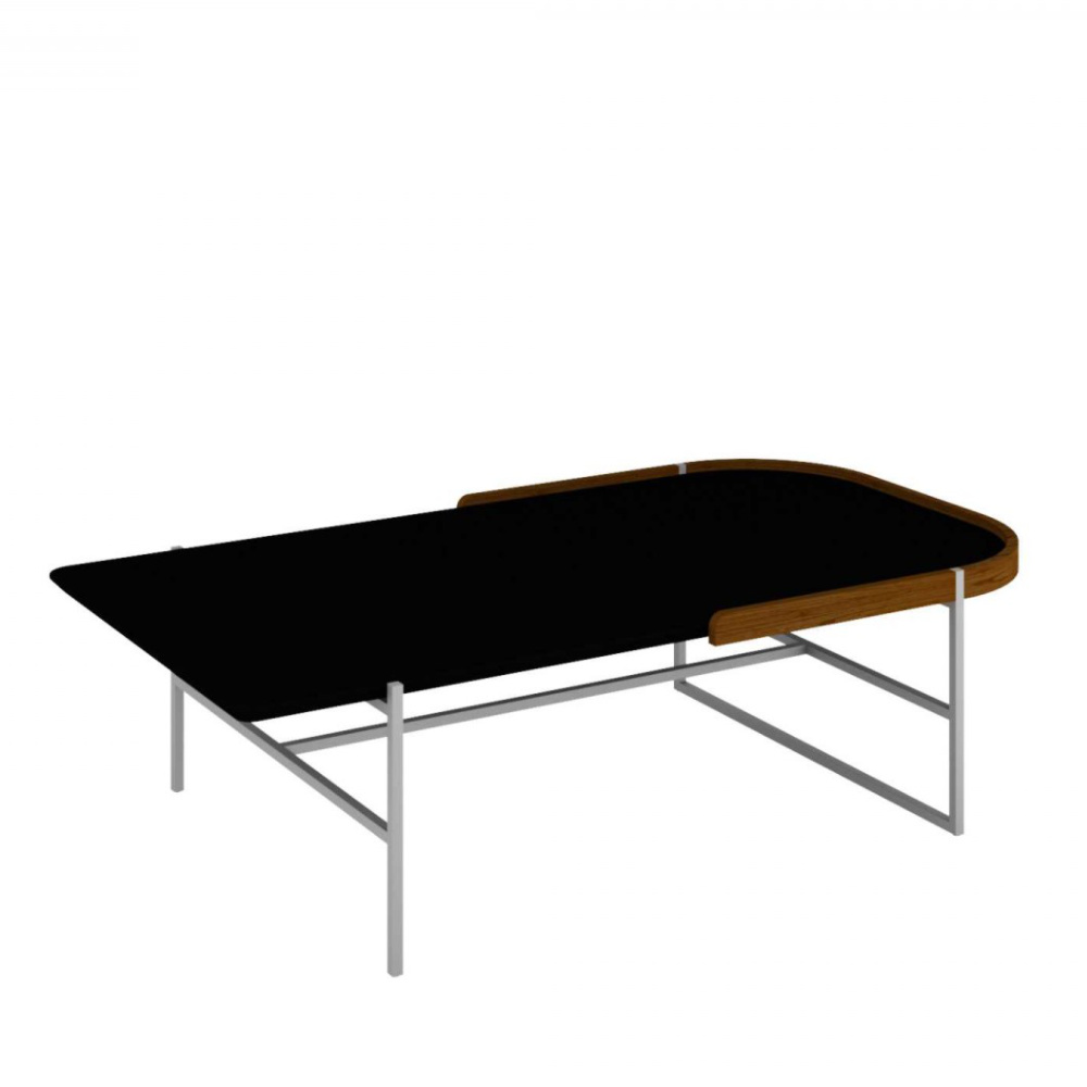 Mesa Centro Asti 130 Cm Cor Amêndoa com Preto e Metal Champanhe