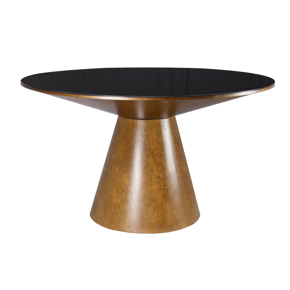 Mesa de Jantar Georgia 130 Cm Cone Redonda Pinhão com Preto