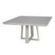 Mesa de Jantar Quadrada 140 Cm Tampo com Vidro e Base Off White