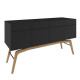 Balcão Buffet Vitória 140 Cm Natural com Preto e Metal Preto